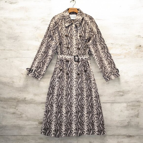 Rebecca MinkoffWomen’sAnimalTrench Coat Belted Long Size XL New Snake